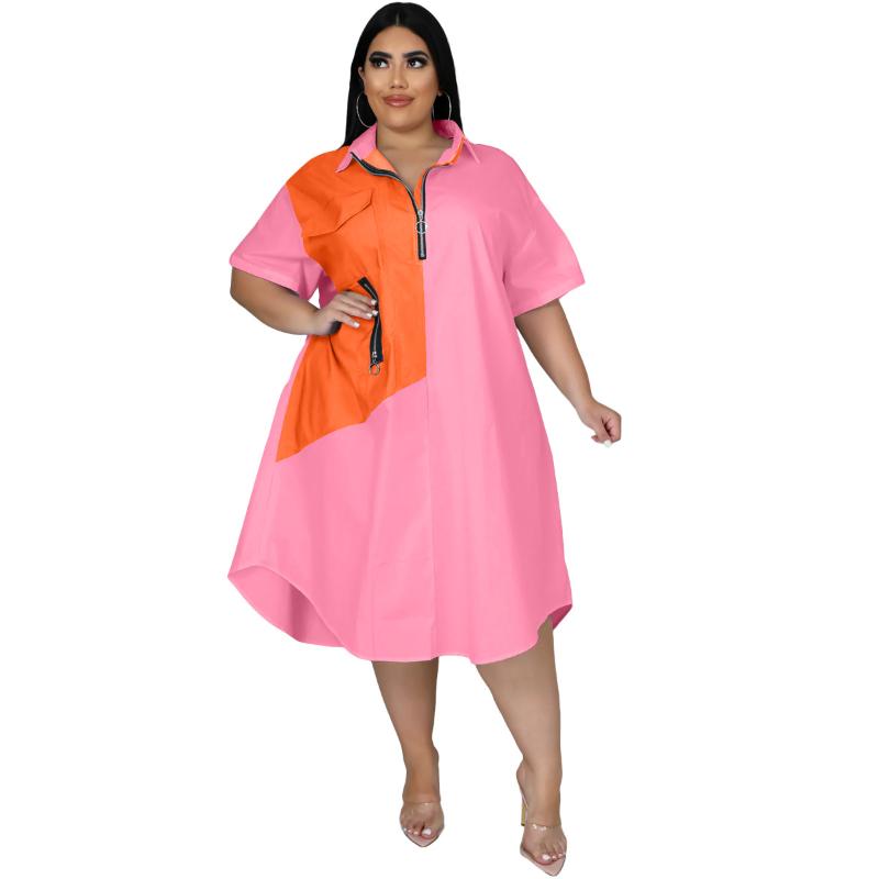 Plus Size Dresses Women Dress Patchwork Zipper Turn-down Neck Loose A-line Shirt Work Office Elegant 2022 Summer Fashion OutfitsPlus, Pink
Plus Size Dresses Women Dress Patchwork Zipper Turn-down Neck Loose A-line Shirt Work Office Elegant 2022 Summer Fashion OutfitsPlus, Pink