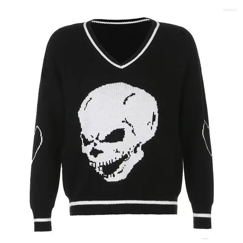 Women's Sweaters Fall Winter Skull Sweater Women Loose Long Sleeve V-neck Harajuku Top Knitting Pullover Keep Warm FemaleWomen's Jemi22, Green 
Women's Sweaters Fall Winter Skull Sweater Women Loose Long Sleeve V-neck Harajuku Top Knitting Pullover Keep Warm FemaleWomen's Jemi22, Green