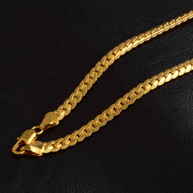 5mm 18k Gold Plated Hip Hop Chains Necklace for Men Women Fashion Jewelry Chains Necklaces Gifts Wholes Accessories 20inch