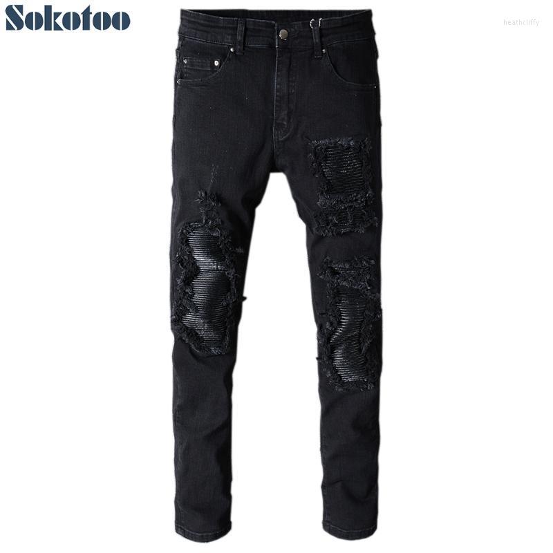 Men's Jeans Sokotoo Men's Black Patchwork Slim Fit Stretch Denim Biker For Motorcycle Casual Skinny Patch Ripped Distressed PantsMen's H
Men's Jeans Sokotoo Men's Black Patchwork Slim Fit Stretch Denim Biker For Motorcycle Casual Skinny Patch Ripped Distressed PantsMen's H
