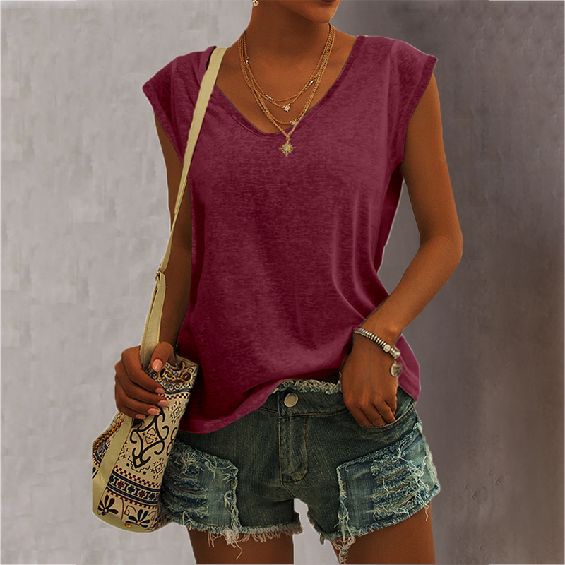 Umeko Solid Color Women Top Plus Size Casual Sexy Camisole Tanks Top Vneck Simple Loose Sleeveless Tshirts Vest Ropa Mujer 220527