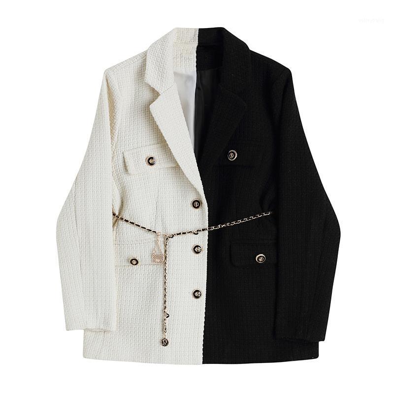 Women's Suits & Blazers Design Sense Black White Spliced Suit Jacket Female Autumn Winter Style Niche Temperament Waist Tweed Loose Women Co
Women's Suits & Blazers Design Sense Black White Spliced Suit Jacket Female Autumn Winter Style Niche Temperament Waist Tweed Loose Women Co