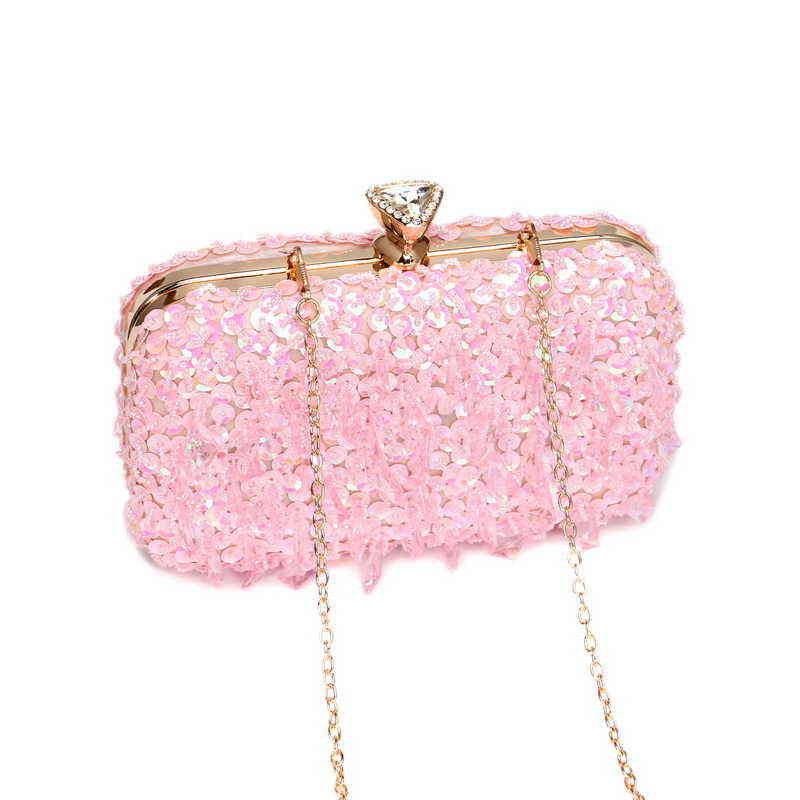 Evening Bags Tassel Women Diamonds Beaded Wedding Chain Shoulder Clutches Plastic Embroidery Party Dinner Purse 220516