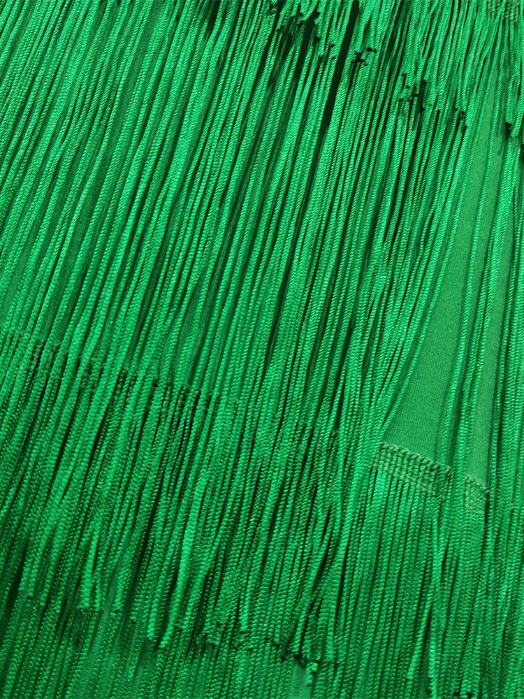 Green Fringe Bodycon Pencil Skirts Tassel High Waist Women Stretch Sheath Midi Length Ladies Slim Jupe Saias faldas Big Size 220317