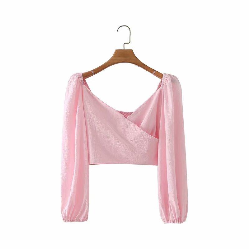 Women' Blouses & Shirts Long Sleeve Sexy Elastic Blouse Women Summer V Neck Crop Top Beach Slim Short Shirt, Sky blue
Women' Blouses & Shirts Long Sleeve Sexy Elastic Blouse Women Summer V Neck Crop Top Beach Slim Short Shirt, Sky blue