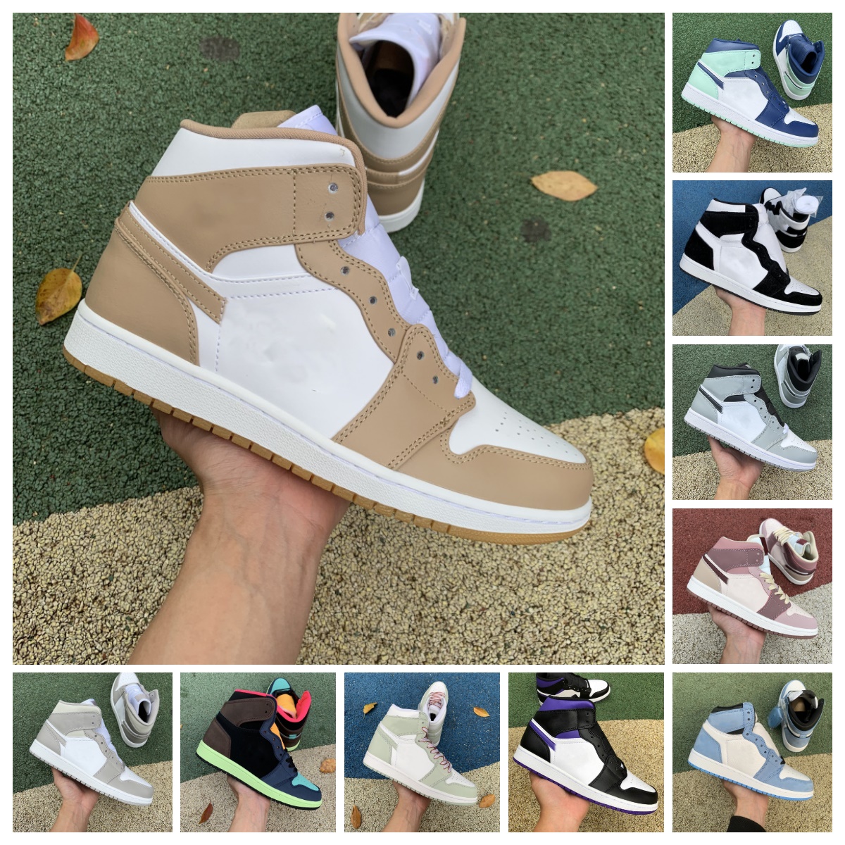 

Mens 1 Retro High OG basketball Shoes 1s Starfish Chicago Lost and Found University Blue Bleached Coral Tan Gum Linen Smoke Grey Patent Bred, J023