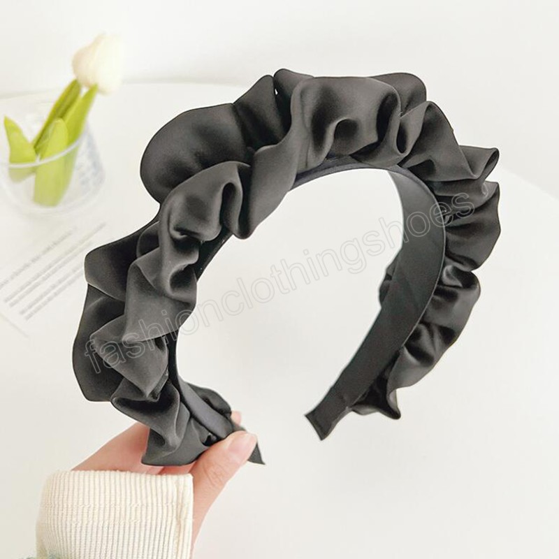 Fashion Women Headband Wide Side Pleated Hairband Light Color Headwear Adult Solid Color Turban Hair Accessories