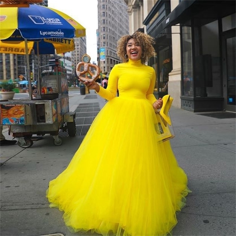 Candy Color Yellow Long Wedding Tulle Skirts For Bridal Pretty Black Women Tulle Skirt Pography Faldas Mujer Saias 210306