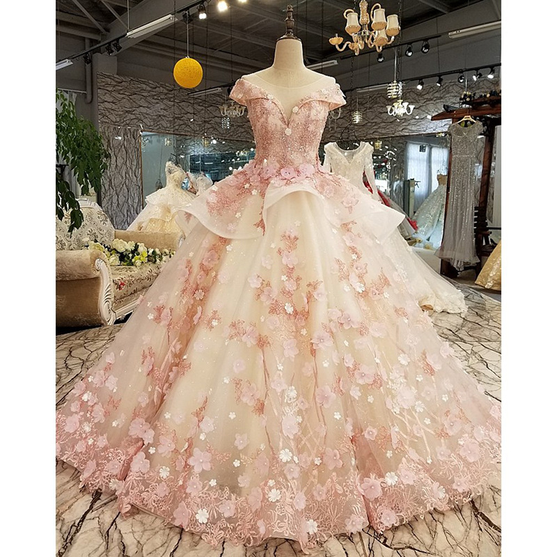 Newest Wedding Dresses D Wers Crystals Beads Backless A E Chapel Train Lace Bg Customed Ivory Princess Bridal Gowns 6660306