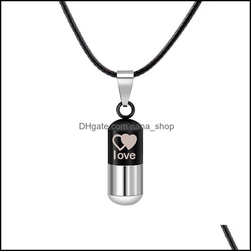 Pendant Necklaces Pendants Jewelry Stainless Steel Urn Cremation Ashes Necklace For Women Men Family Heart Save Love Open Locket Leather C