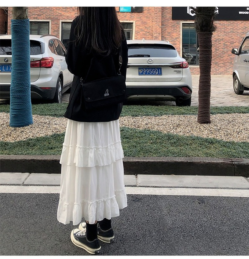 Fashion Temperament Fairy Skirt Gentle Delicate Comfort Cake Skirt Female Solid Vintage Chiffon Skirt Jupe Femme 15632 220701