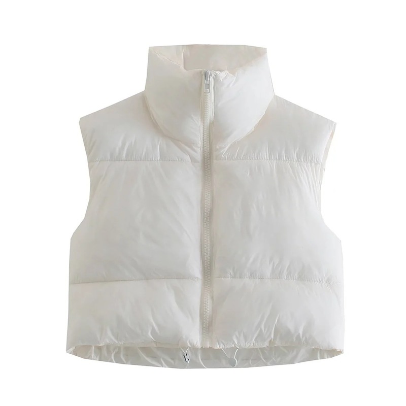 Puffy Vest Women Zip Up Stand Collar Sleeveless Lightweight Padded Cropped Puffer Quilted Winter Warm Coat Jacket 220817