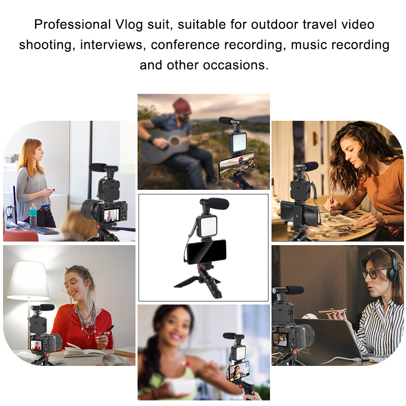 Jumpflash Tripod Holder Vlogging Kits Live Selfie LED Fill Light Integration with Remote Control Microphone for YouTube 2204060835