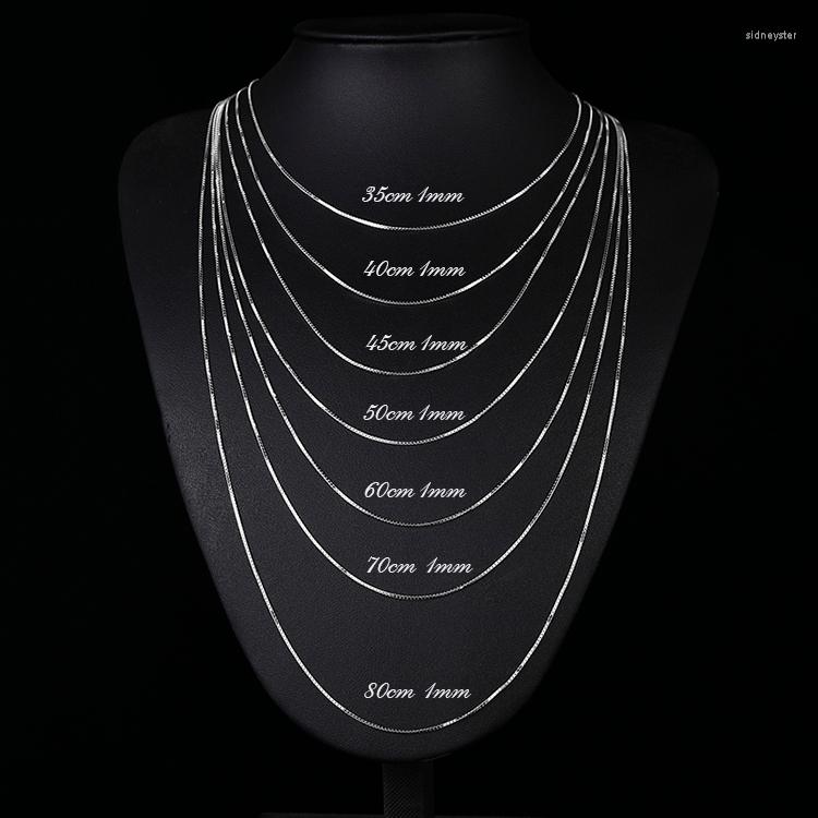 Chains 35cm-80cm 1mm Thin Real Pure Solid 925 Sterling Silver Box Chain Necklaces For Women Men Kids Girls Jewelry Kolye CollaresChains
Chains 35cm-80cm 1mm Thin Real Pure Solid 925 Sterling Silver Box Chain Necklaces For Women Men Kids Girls Jewelry Kolye CollaresChains