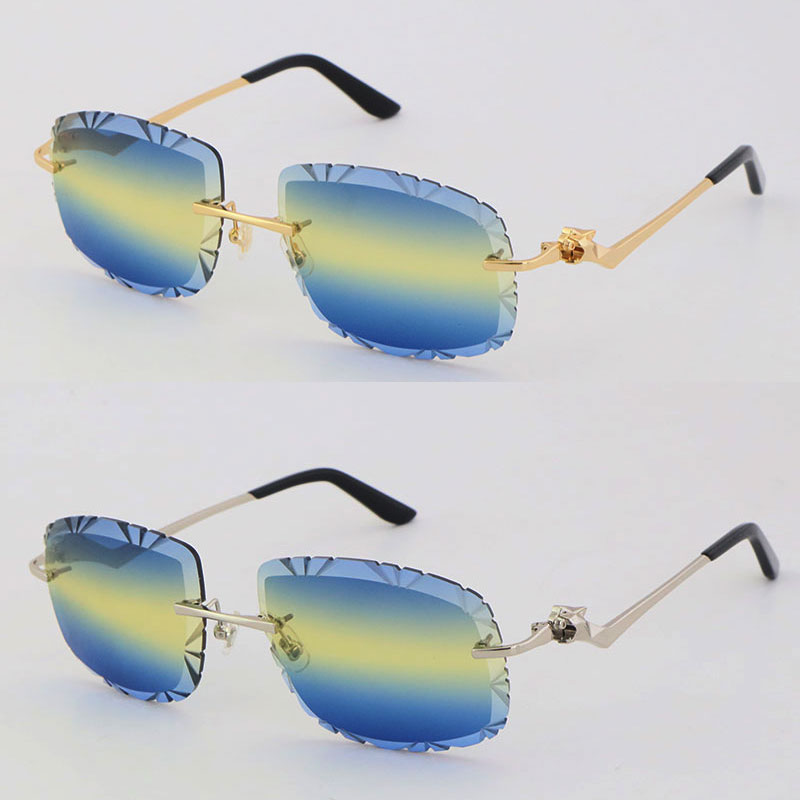 Wholesale Leopard Series Metal Rimless Diamond Cut Lens Sunglasses 18K Gold Frame Large Eyewear Male and Female Driving Sun Glasses Oval Ornamental Size:61-18-145MM
Wholesale Leopard Series Metal Rimless Diamond Cut Lens Sunglasses 18K Gold Frame Large Eyewear Male and Female Driving Sun Glasses Oval Ornamental Size:61-18-145MM