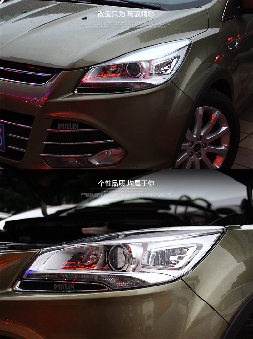 Headlights Assembly For Ford Kuga Escape LED Head Light 2014-20 16 Headlight Xenon Bulb Turn Signal Light High Beam Daytime Lights