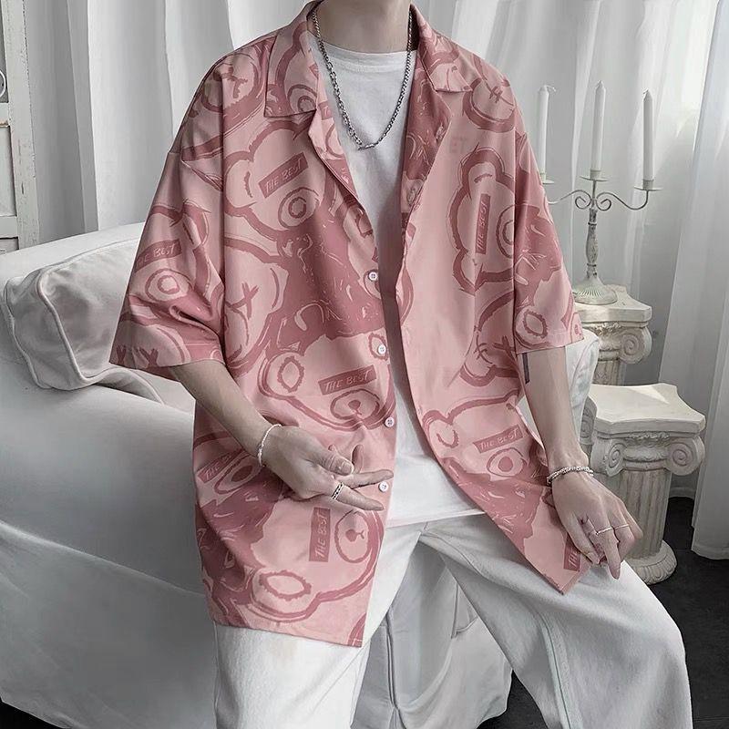 Men's Casual Shirts Couple Harajuku Men Blouse Korean Style Oversized Shirt Printing Chiffon Short Sleeve Button Up Tops Women Fashion Cloth
Men's Casual Shirts Couple Harajuku Men Blouse Korean Style Oversized Shirt Printing Chiffon Short Sleeve Button Up Tops Women Fashion Cloth