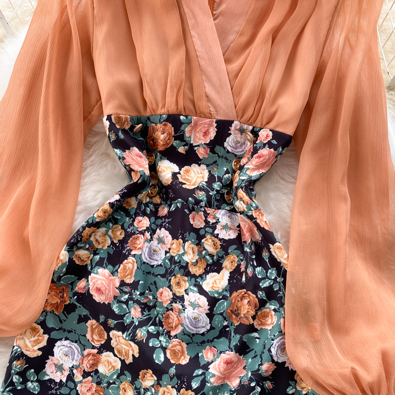 Square Collar Maxi Dress Women Solid Chiffon Puff Sleeve Dresses 2025 Korean Fashion Vintage Ruffle Temperament Slim Waist Vestidos Elegant Autumn