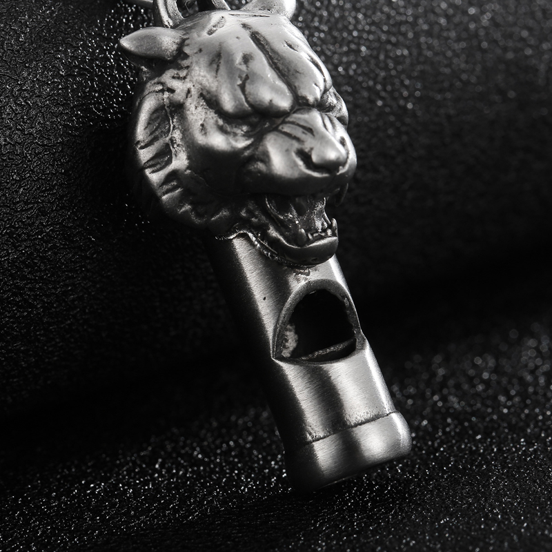 Cool Whistle Pendant Necklace Biker Lion Charm Pendants Stainless Steel Rolo Chain 24 Inch for Mens Gifts