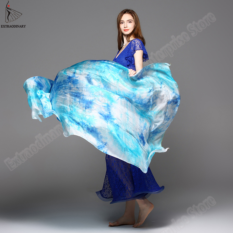 100% Veils Light Silk Belly Dance Hand Thrown Scarf Shawl Veil 200cm 250cm 270cm Kids Adults Stage Performance 13 Color 220507