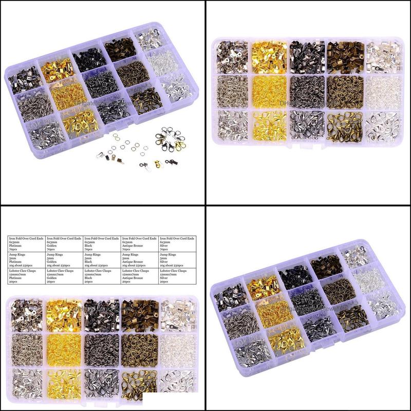 Clasps Hooks Jewelry Findings Components Set Diy Beading Making Kit With Lobster Jump Ring Dh4Sa