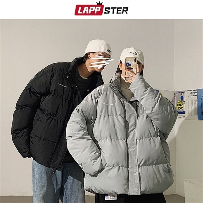 LAPPSTER Men Japanese Streetwear Black Puffer Jacket Mens Harajuku Hip Hop Winter Bubble Jackets Coats Couple Korean Parka 201127