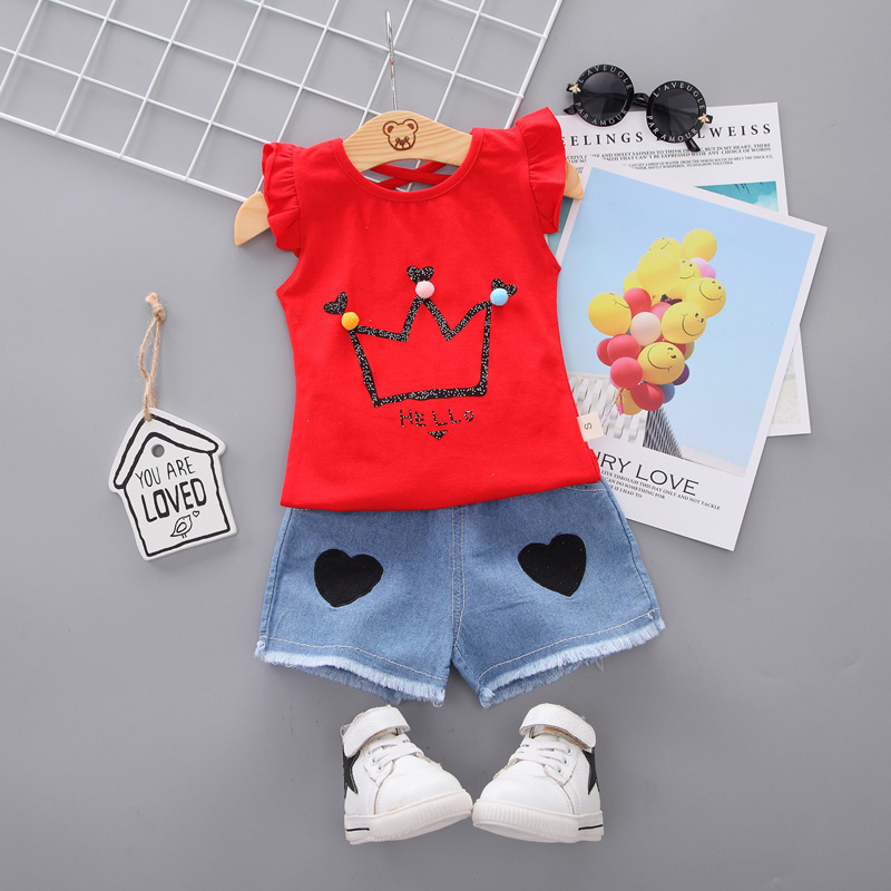 LZH Children Clothing Sets Kids Baby Girls Clothes T-shirt+Jeans 2Pcs Outfit Suit Summer Clothing For Girls Clothes 1-4Year 220509
