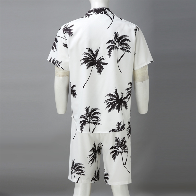 Summer Hawaii Trend Print Sets Men Shorts Shirt Clothing Set Casual Palm Tree Floral Beach Short Sleeve Suit 220705