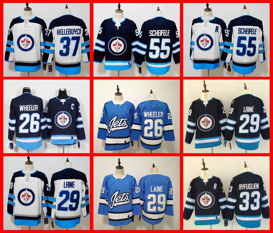 

Winnipeg''Jets Hockey Jerseys 26 Blake Wheeler 29 Laine 33 Byfuglien 37 Hellebuyck 55 Mark Scheifele men women youth 0723, As