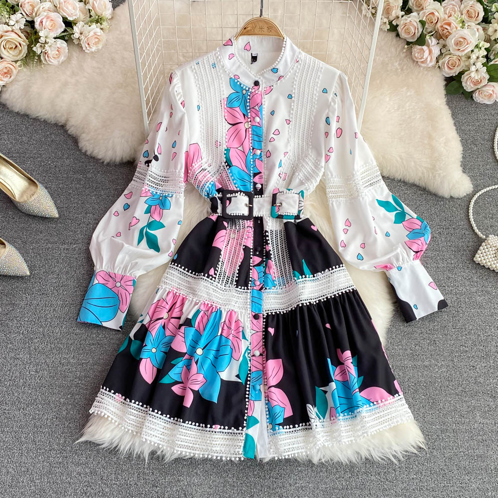 2022 Spring Summer Holiday Mini Dress Women Stand Collar Long Lantern Sleeve Single Breasted Ruffles Party Vestidos 2022, Same as picture
2022 Spring Summer Holiday Mini Dress Women Stand Collar Long Lantern Sleeve Single Breasted Ruffles Party Vestidos 2022, Same as picture