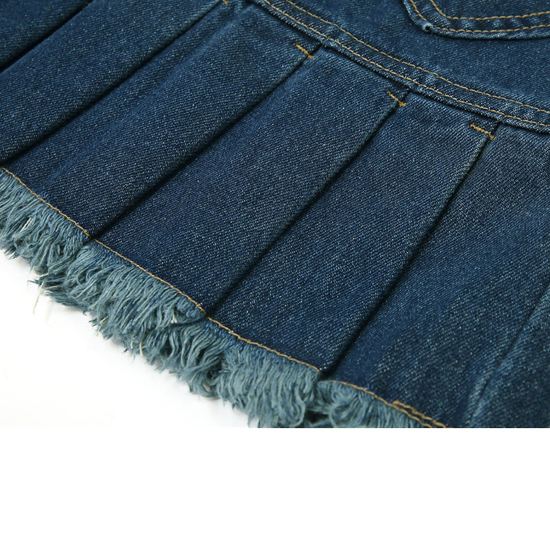 High Waist Y2k Pleated Denim Skirt Women Casual Love Graphic Pocket Blue Washed Mini Summer Streetwear E-girl Outfits 220322