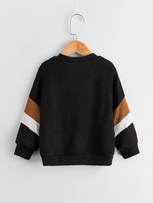 Toddler Boys V Neck Color Block Sweatshirt SHE