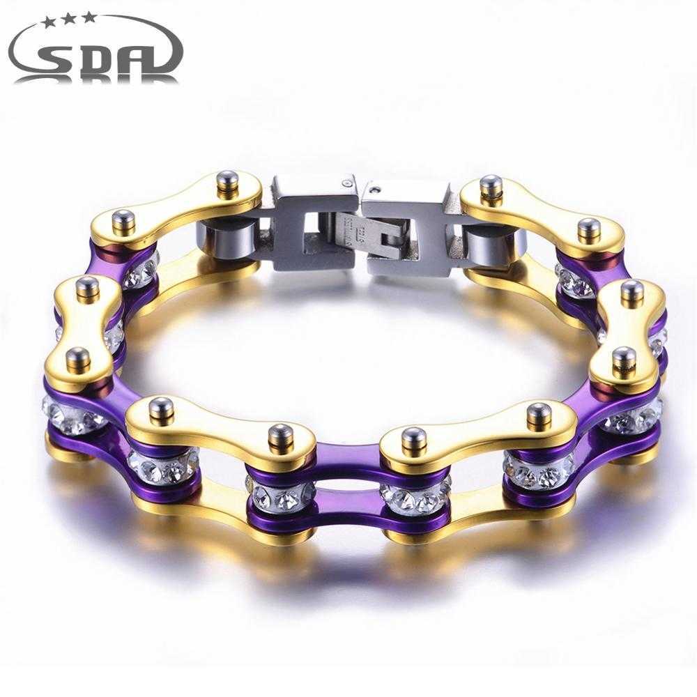 Sda 316l Stainless Steel Gold-plated Motorcycle Bracelet, Luxury Bicycle Chain, Women's Jewelry, Wholesale, Mini Large 2, Ym127