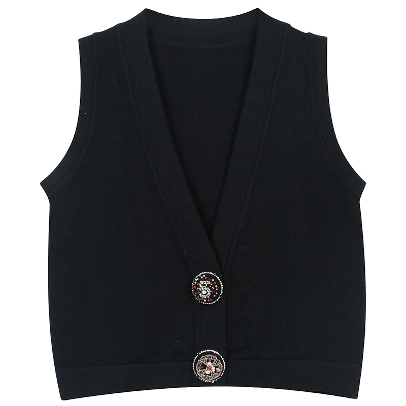 608 2022 Runway Summer Brand Same Style T Shirt V Neck Sleeveless Cardigan White Black Women' Sweaters mingmei
608 2022 Runway Summer Brand Same Style T Shirt V Neck Sleeveless Cardigan White Black Women' Sweaters mingmei
