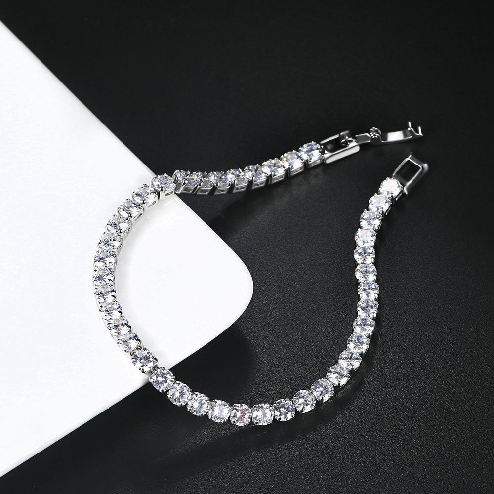 women tennis bracelet Single row cz diamonds 4mm round full drill tennis chain Hip hop jewelry