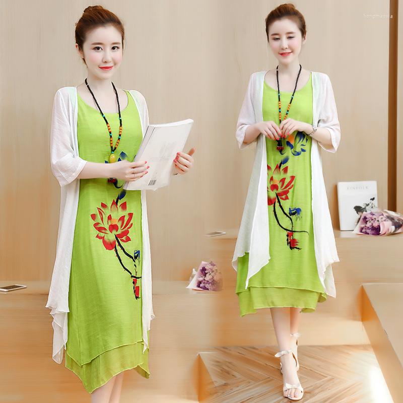 Casual Dresses Vintage Printed Cotton And Linen Dress Female Spring Summer Clothing Elegant Two-piece Set Fashion Ladies Long DressesCasual, Green
Casual Dresses Vintage Printed Cotton And Linen Dress Female Spring Summer Clothing Elegant Two-piece Set Fashion Ladies Long DressesCasual, Green