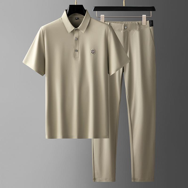 Men's Tracksuits High Grade Light Business Summer Ice Silk Lapel Short Sleeve Casual Suit Men Sports Two PiecesMen's, Black
Men's Tracksuits High Grade Light Business Summer Ice Silk Lapel Short Sleeve Casual Suit Men Sports Two PiecesMen's, Black