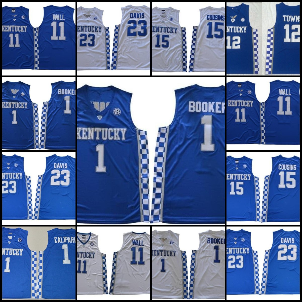 

Men NCAA Kentucky College Basketball Jerseys Davis Fox Monk Adebayo John Wall Towns Cousins Devin Booker Blue Men Stitched Jersey, As