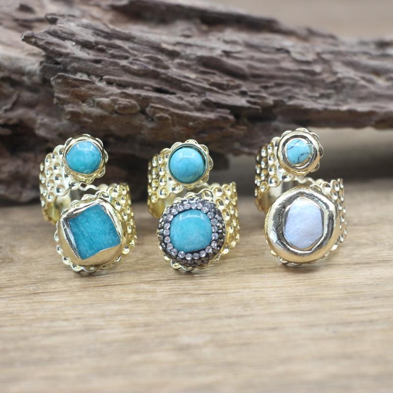 Cluster Rings Natural Amazonite&Pearl Open Golden Ring Blue Turquoises Stone Resizable Finger Fashion Men Jewelry Drop QC4070Cluster
Cluster Rings Natural Amazonite&Pearl Open Golden Ring Blue Turquoises Stone Resizable Finger Fashion Men Jewelry Drop QC4070Cluster