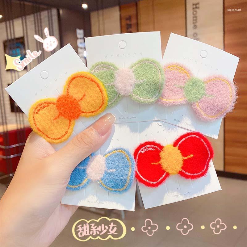 

Hair Accessories Simple Felt Plush Bow Women Hairpin Clip Sweet Girls Children Butterfly BB Hairwear Fashion Lady Accessory, 1-1