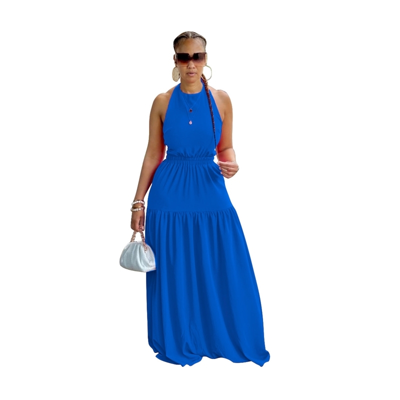 Summer Maxi Dresses For Women Sexy Sleeveless Long Skirt Ladie Bandage Backless Halater Casual Dress Colourful Clubwear