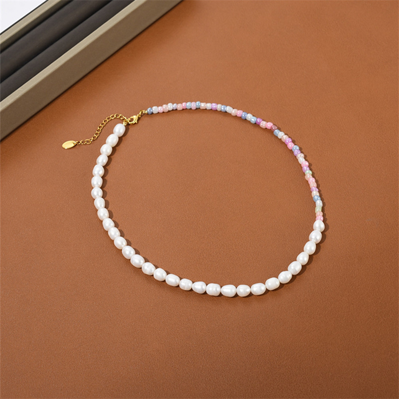 Rainbow Natural Freshwater Pearl Necklace Summer New Simple Versatile Jade Glass Rice Bead Necklace Female Jewelry Gift
Rainbow Natural Freshwater Pearl Necklace Summer New Simple Versatile Jade Glass Rice Bead Necklace Female Jewelry Gift