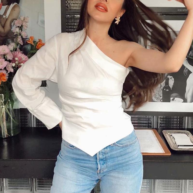 Hstar Sexy Solid Short Tops Women Blouses One Shoulder Irregular Long Sleeve Stylish Shirts Casual Blusas Mujer Men, White 
Hstar Sexy Solid Short Tops Women Blouses One Shoulder Irregular Long Sleeve Stylish Shirts Casual Blusas Mujer Men, White