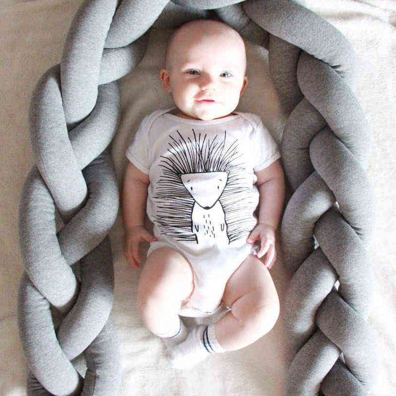 1M/2M/3M Baby Bumper Bed Braid Knot Pillow Cushion Bumper Room Decor Infant Bebe Crib Protector Cot Bumper AA220326