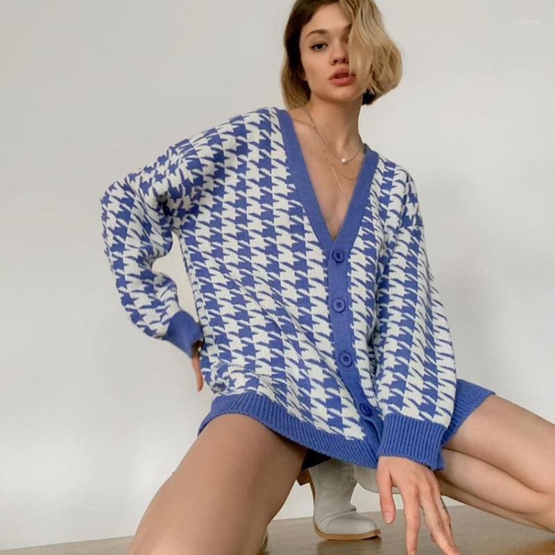 Women' Knits & Tees Houndstooth Single Breasted Sweater Women Deep V-Neck Long Sleeve Loose Casual Knitted Cardigan Fashion Autumn Winter W, Green
Women' Knits & Tees Houndstooth Single Breasted Sweater Women Deep V-Neck Long Sleeve Loose Casual Knitted Cardigan Fashion Autumn Winter W, Green