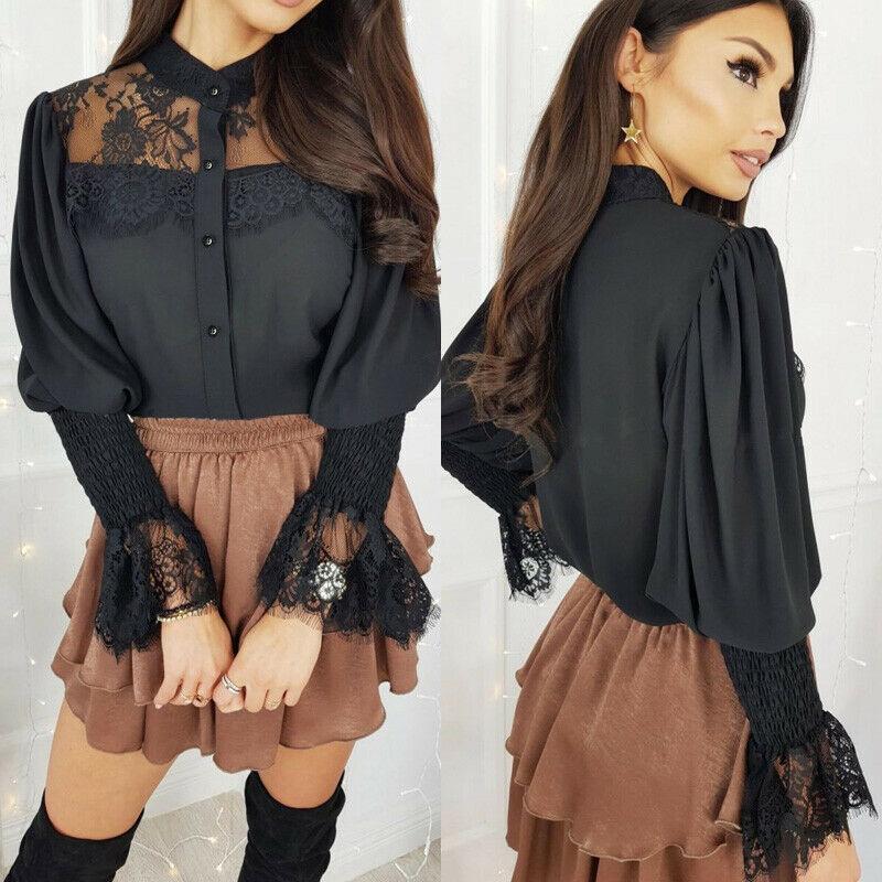 Women Lace Patchwork Long Sleeve Shirt Tops Embroidered Tulle See Through Button Down Blouse Womens And Blouses Women' & Shirts, Black
Women Lace Patchwork Long Sleeve Shirt Tops Embroidered Tulle See Through Button Down Blouse Womens And Blouses Women' & Shirts, Black