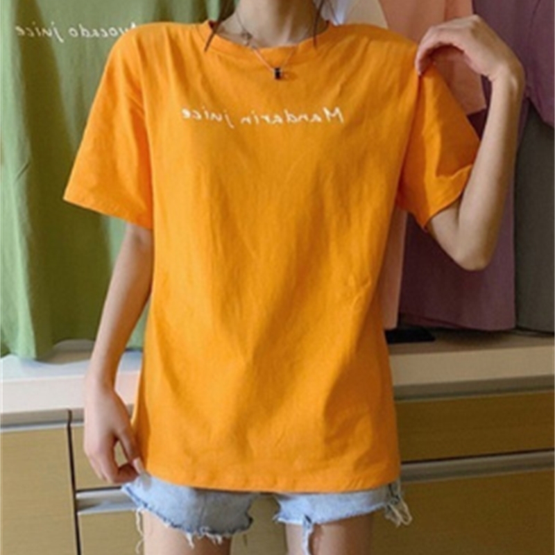 han Casual loose and lean all in letters cotton T-shirt women's big top spring 220328