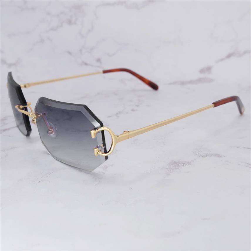 Luxury Designer Sunglasses Rimless Diamond Cut Edge Polygon Sun Glasses Driving Shades Eyewear For Mens Accessories328F
Luxury Designer Sunglasses Rimless Diamond Cut Edge Polygon Sun Glasses Driving Shades Eyewear For Mens Accessories328F