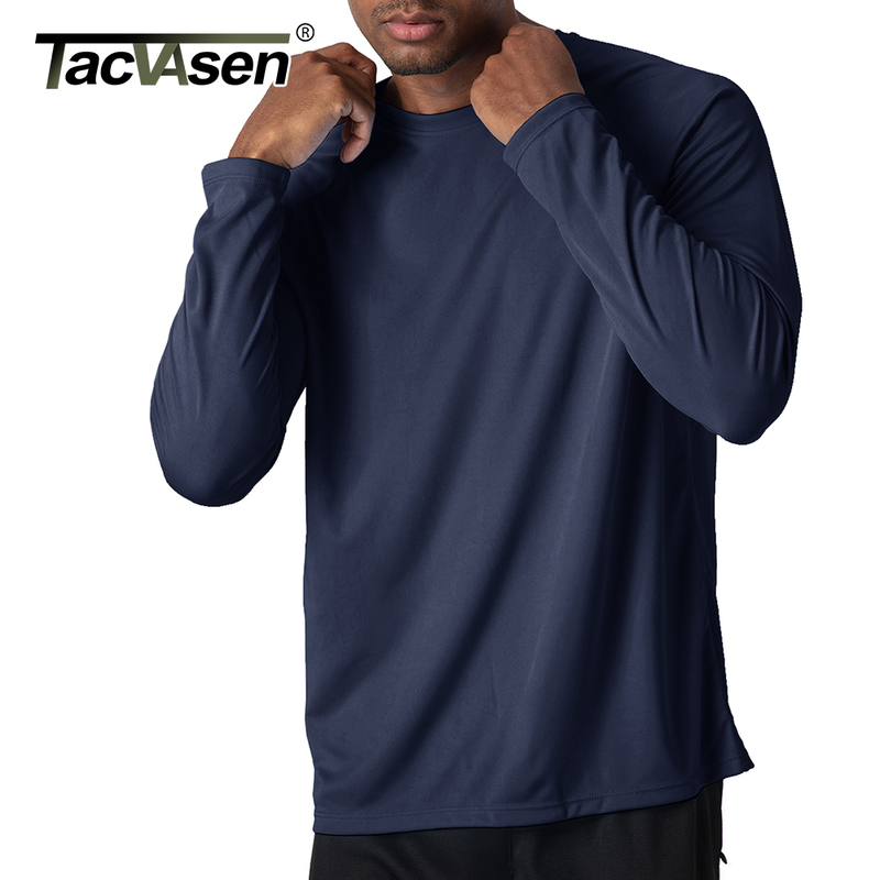 TACVASEN Men s Sun Protection T shirts Summer UPF 50 Long Sleeve Performance Quick Dry Breathable Hiking Fish UV Proof 220728