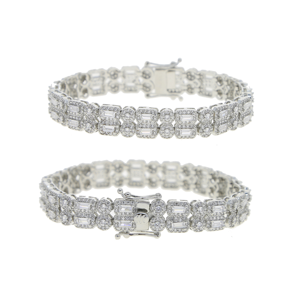 Lab Dia Bracelet: Iced Out Bg Tennis Chain in Sier for Men & Women